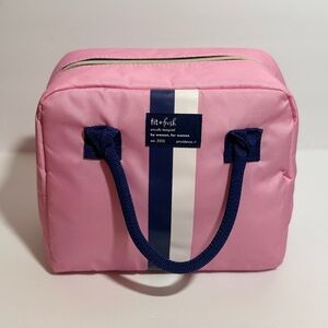 🥪 NWOT Lunch Bag : Fit & Fresh Pink Blue Striped Insulated Tote Stylish Reusable
